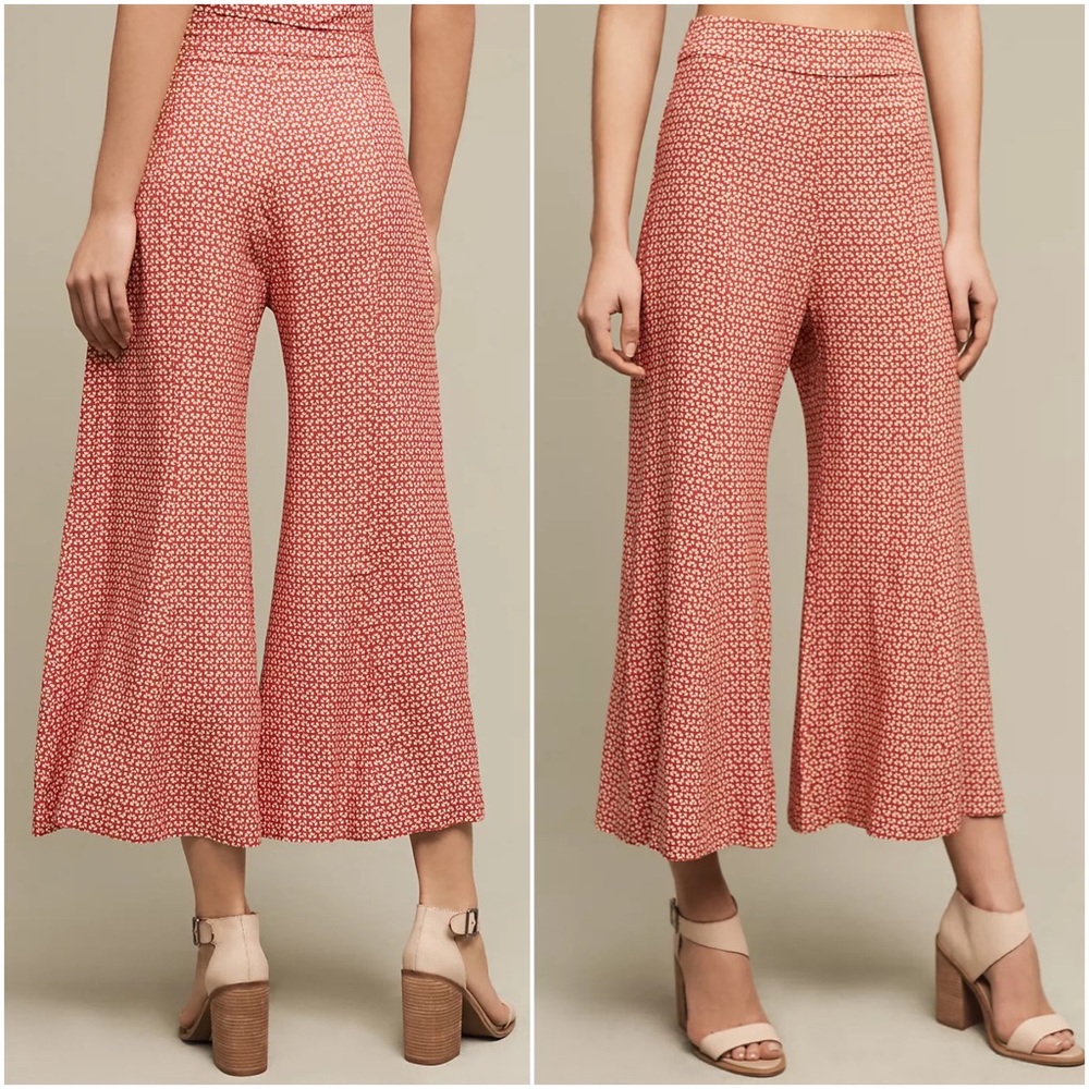 Anthropologie Maeve Wide-Leg Canna Crop Print Pant